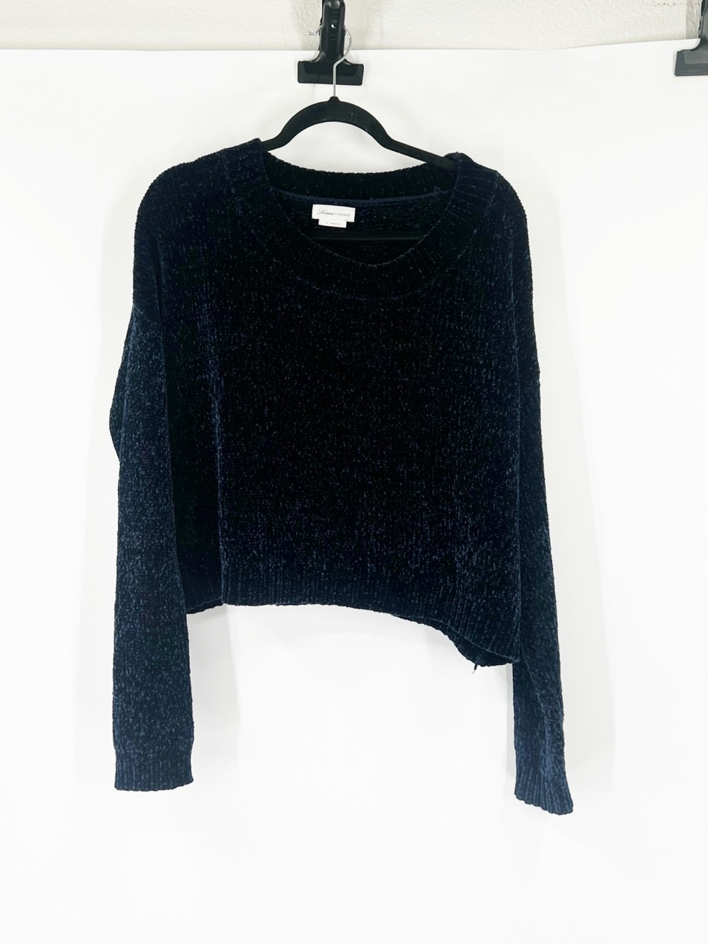 Lovers + Friends Wells Chenille Cropped Sweater Navy